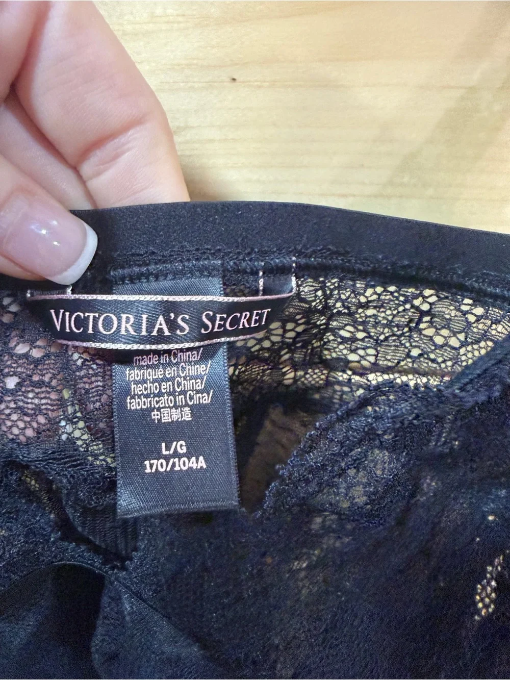 Victoria's Secret Black Sheer Lace Babydoll Chemise w/ Center Bow - NWOT - Large